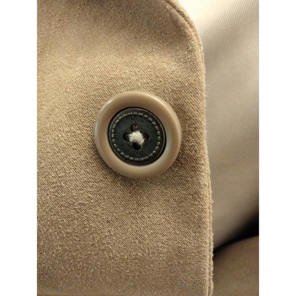 Beige Tan Faux Suede 3 button Men Blazer Size 44 L - Picture 10 of 10